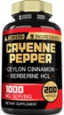 Cayenne Pepper Kapselit Turmeerinen Curcumin Root, berberiini HCl, Ceylon Cinnamon Bark & More - 200 kapselia - Tuki Digestion Health, Immuunijärjestelmä & Body Balance