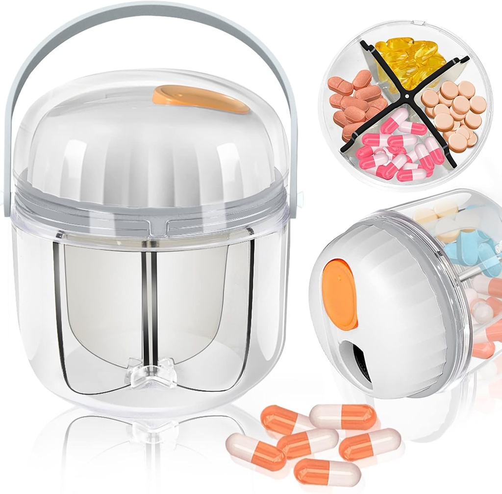 Pillerilaatikko, Pill Organizer for Travel Söpö Medicine Organizer NO-BPA Kosteus Proof Medicine Container for Vitamiinit, kalaöljyt, lisäravinteet (valkoinen)