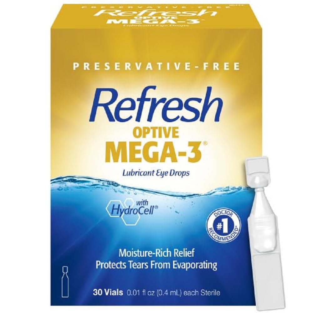 Päivitä Optimaalinen MEGA-3 Voitelukynän silmätipat Säilöntävapaa tekokyynel, 0,01 fl oz (0,4 ml), 30 kertakäyttöistä säiliötä