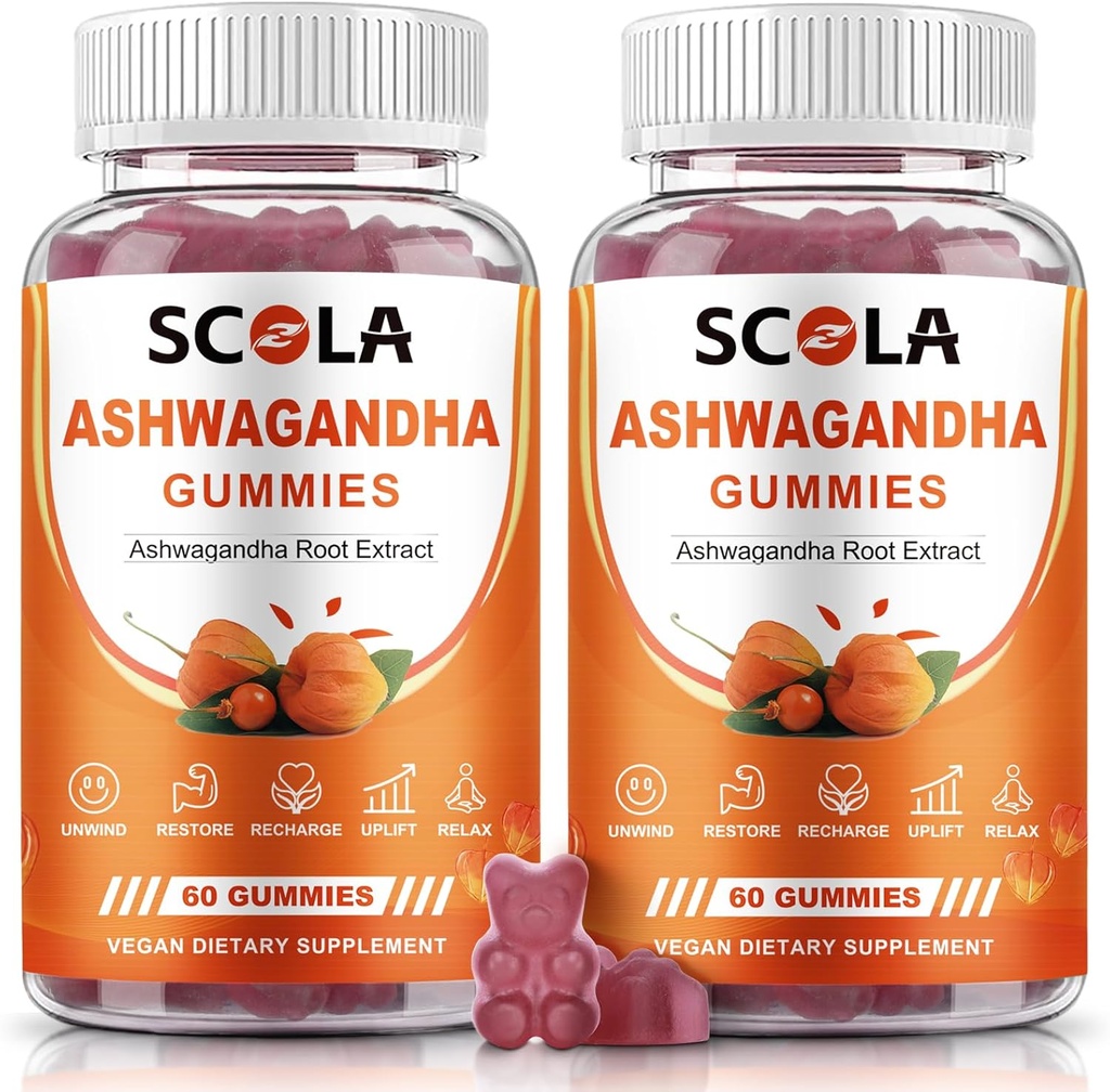 Ashwagandha Gummies, rauhoita Gummies kanssa Ashwagandha juuriuute D-vitamiini Sinkki, Ashwagandha täydentää uni stressi tasapaino, vegaaninen, ei-GMO, Gluteeniton, 120 kreivi