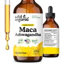 Wild & Organic Maca Root Ashwagandha Drops for Men and Women - Liquid Maca Ashwagandha Supplement for Overall Support - Peruvian Extract Tincture - Vegan, Sugar & Alkoholfri - 4 fl oz