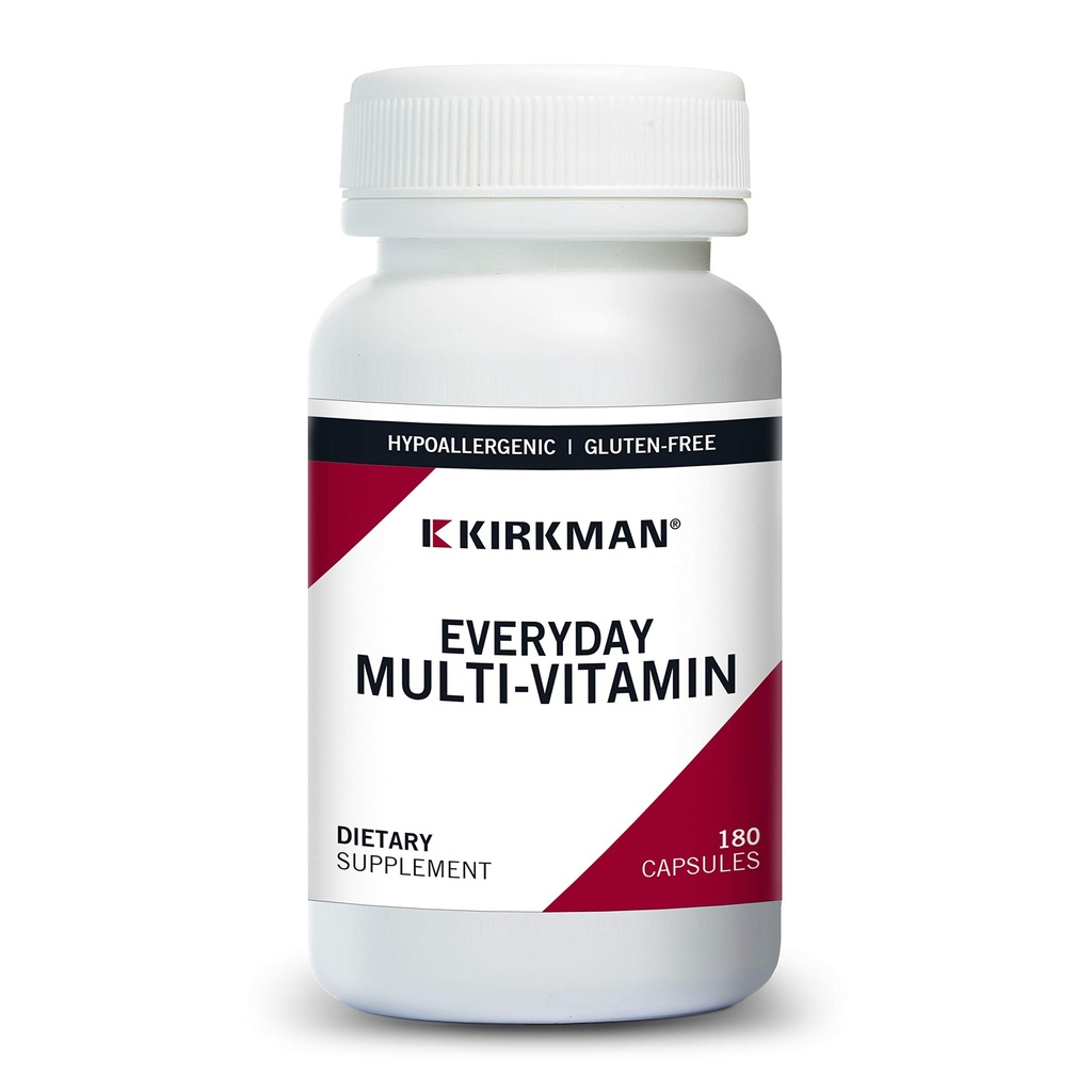 Kirkman - Everyday Multivitamiini - 180 kapselia - Broad- Spectrum vitamiini & Mineral - tukee tuottavuutta - Hypoallergenic