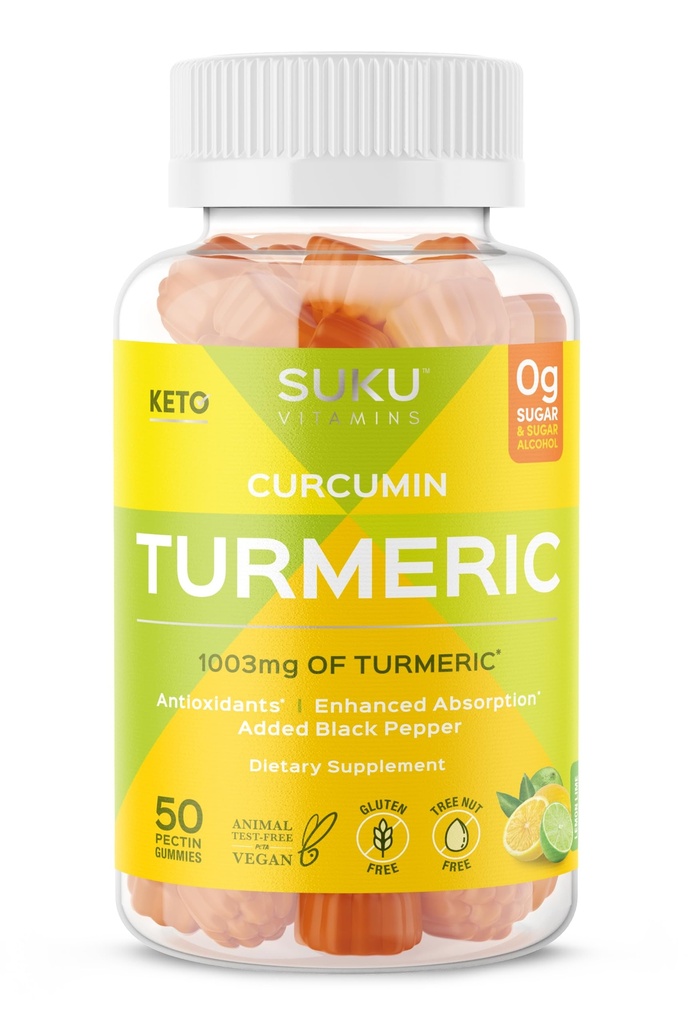 SUKU Turmeric Curcumin Sugar Free Gummies kanssa 1003 mg kurkuma - Black Pepper suojaa maksaa, parantaa digestio, tulehdusvaste ja yhteinen terveys ...