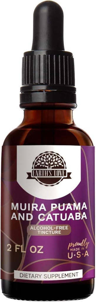 Maan rakkaus - Muira Puama ja Catuaba Alkoholiton yrttiuute Tincture, superkeskittyneet (Ptychopetalum Olacoides ja Trichilia catigua, Erytroxylum vacciniifolium) Kuivatut Yrtit (2 Fl Oz)