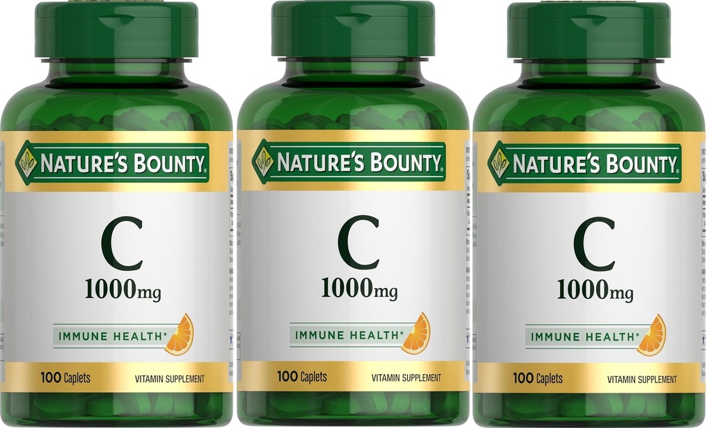 Naturens Bounty Vitamin C, 1000mg, 100 Caplets (Pack of 3)