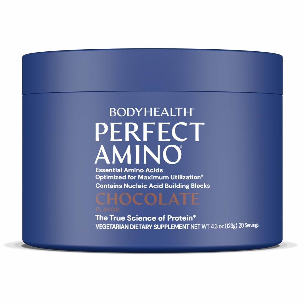 BodyHealth PerfectAmino Powder - BCAA och EAA Powder for Pre and Post Workout - Amino Acid Energy Drink för män och kvinnor för att stödja Lean Muscle and Recovery - Chocolate - 20 portioner