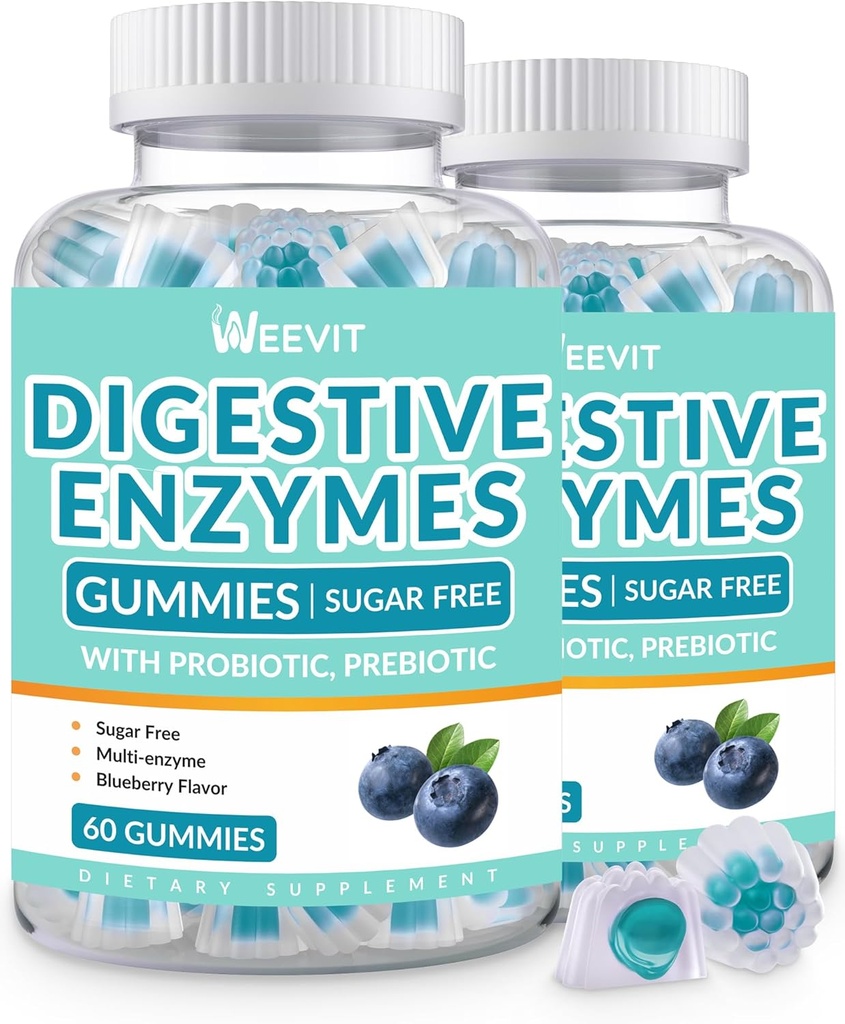 Dgestive Enzymes Gummies, pureskeltava Dgestive Enzymes for Women & Men with Probiootit & Prebiootit Blend, Sokeriton Vegaani