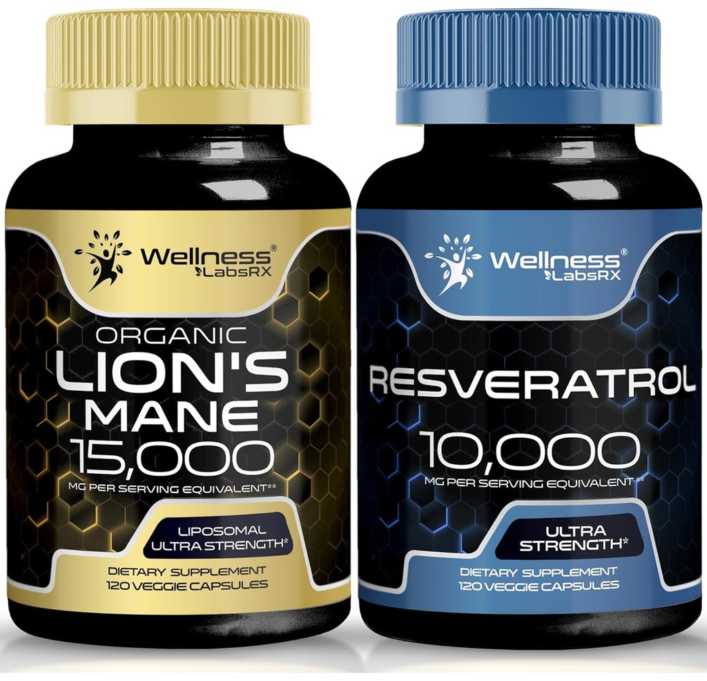 WELLNESS LABSRX Resveratrol kapselit 10000 - Lions Mane lisäkapselit