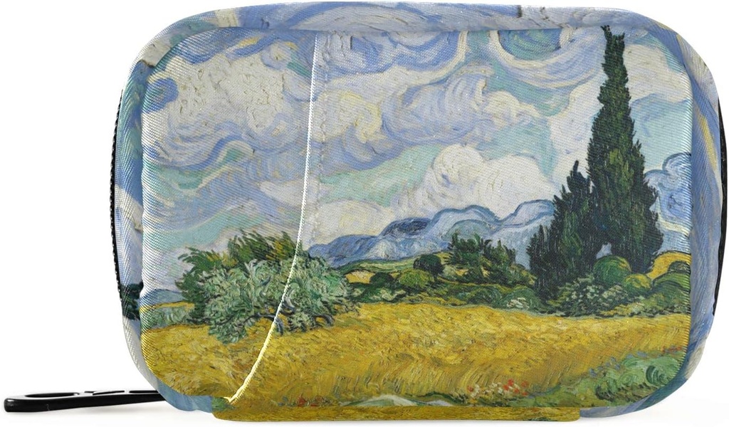 Vehnä kenttä Cypresses Van Gogh pillerilaatikko 7 päivän pillerilaukku Matka pilleri Järjestäjä Laukku kanssa Zipper Kannettava Viikoittain Asia Kompakti koko vitamiini täydentää haltija