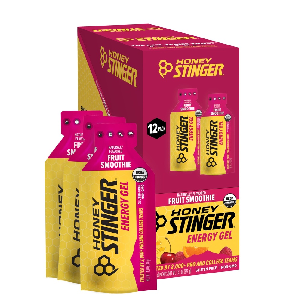 Honey Stinger Organic Fruit Smoothie Energy Gel, Gluteeniton & Kofeiiniton, liikunta, juokseminen ja suorituskyky, urheilu ravitsemus koti &amp; kuntosali, Pre and Mid Treenit, 12 Pack, 13.2