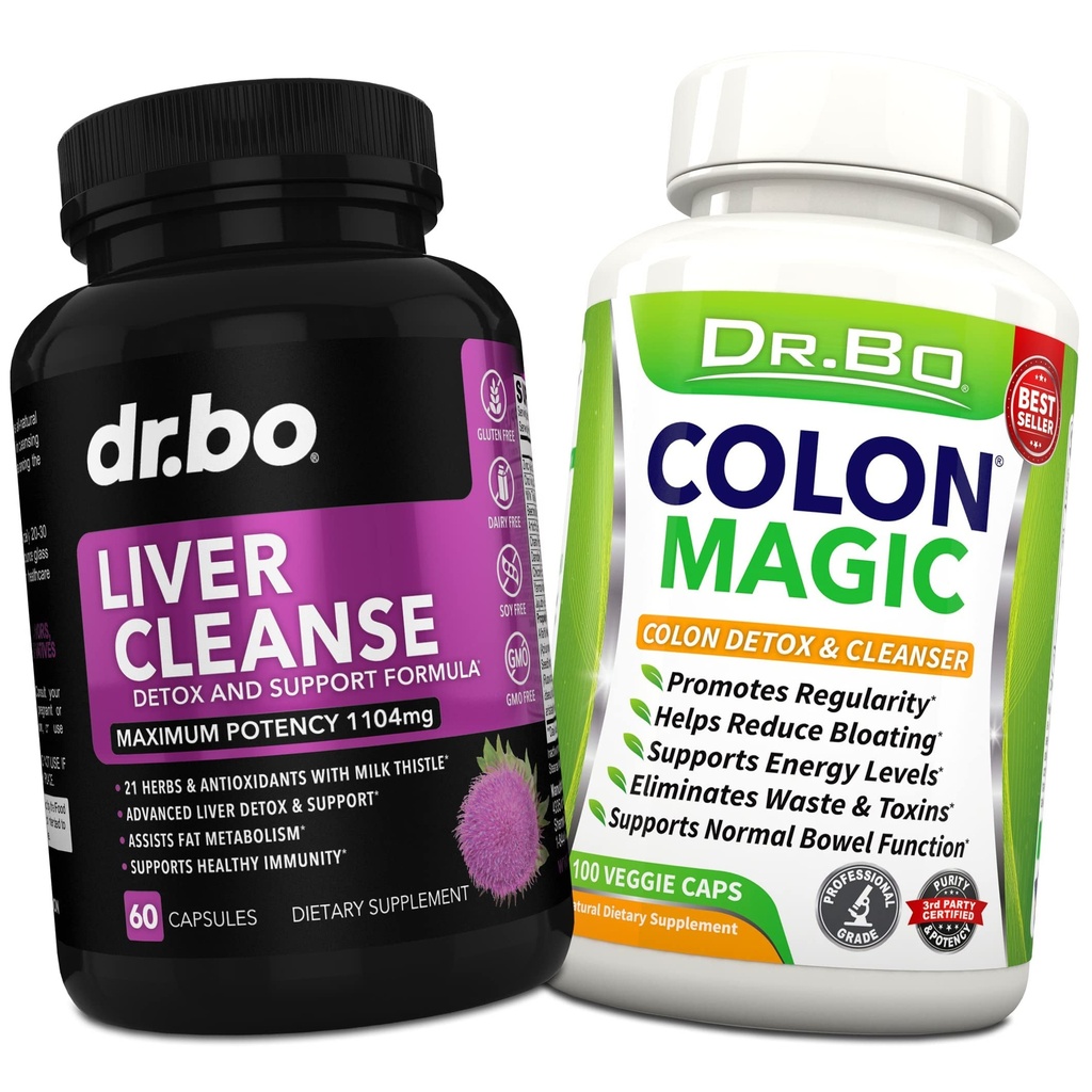 Maksan ja Colon Cleanse Detox Tuki täydentää - Natural Bowel Cleanser pillereitä suoliston turvotus ja päivittäinen Ummetus Relief - Maito Thistle Voikukka Caps & Apua Sappirakko täydentää