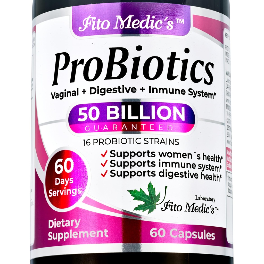 FITO MEDIC's Lab - Probiootit naisille - 50 miljardia PMY- probiootit- 60 päivää Servings s -probiootit Dgestive Health- 16 - probiootti - Blend. Edistää Ruoansulatustasapaino.