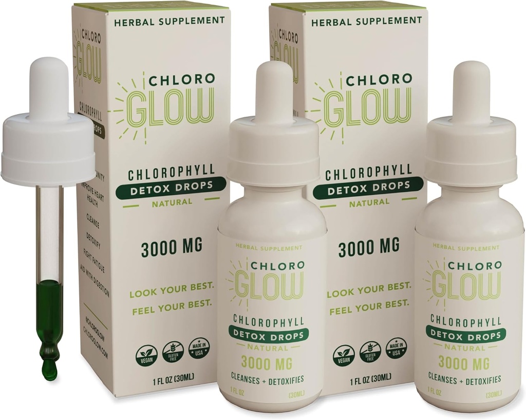 Kloroglow Nestemäinen Klorofylli Happea Drops 3000 mg ... Metabolia täydentää...Immuunituki...