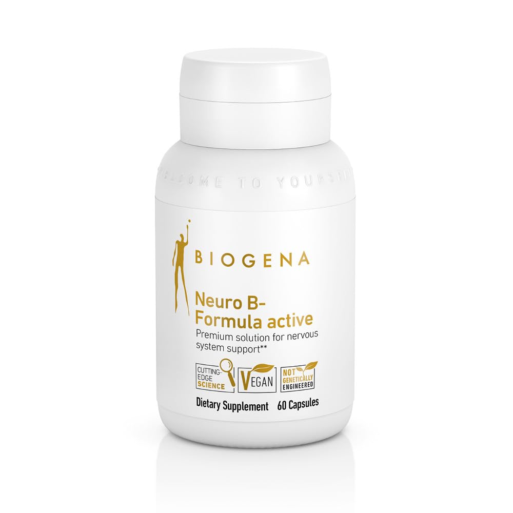 Biogena B-vitamiinikompleksikapselit, joissa on kaikki 8 b-vitamiinia B1, B2, B6, B12, folaatti, niasiini, biotiini ja panteenihappo Psyyken ja hermoston tueksi** - Neuro B-Formula Active Gold