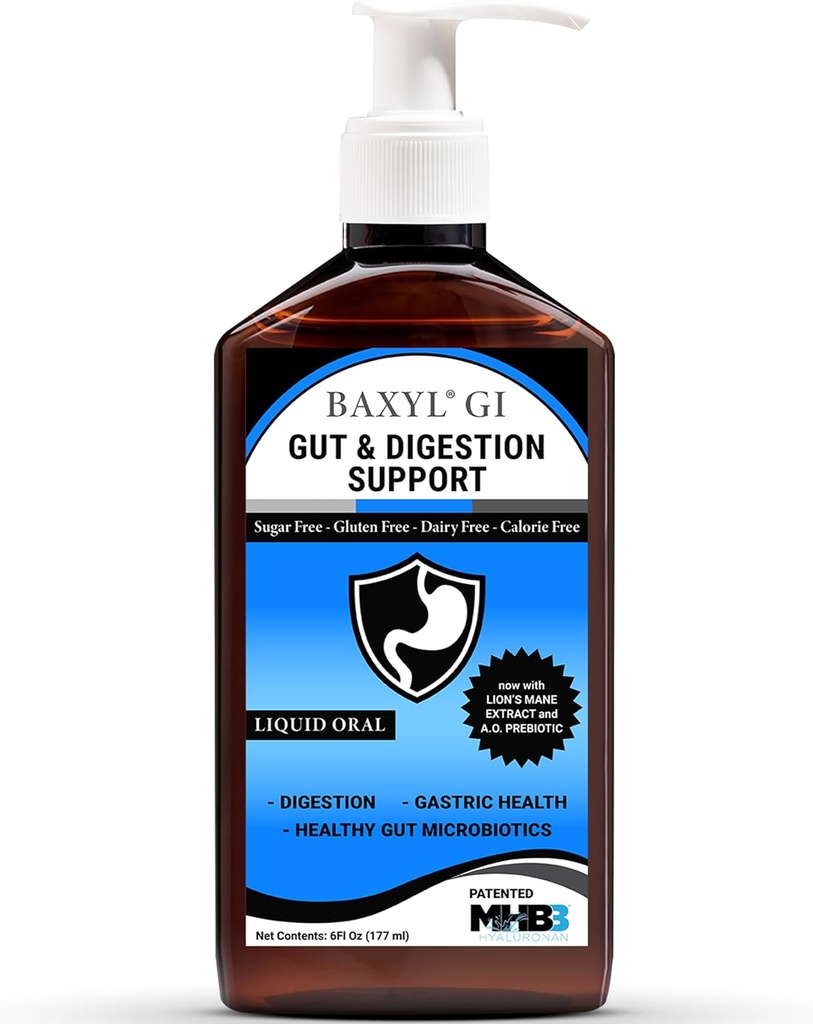 BAXYL® GI - Digestion, Digestive Aid & Stomach Relief - GERD (Acid Reflux), IBS, Crohns - (Patented Formula, Organic, Vegan, Made in USA) | 36 Day Supply - 6 Fl oz