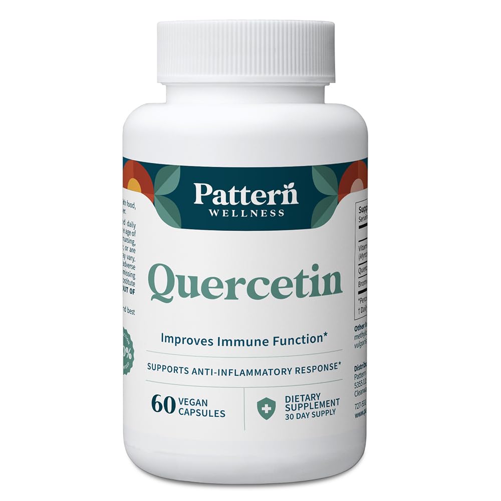 Pattern Wellness Quercetin Supplement with bromelain - Immunotoiminta & Cellular Health Support - Antioksidantti & koko kehon hyvinvointi - 60 vegan kapselit