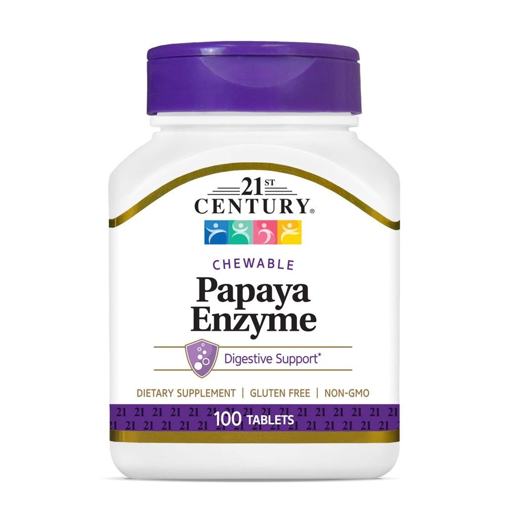 Vitafusion Fiber Well Sugar Free Fiber, 90 kreivi ja 21th Century Papaya Enzyme purutabletti, Trooppinen, 100