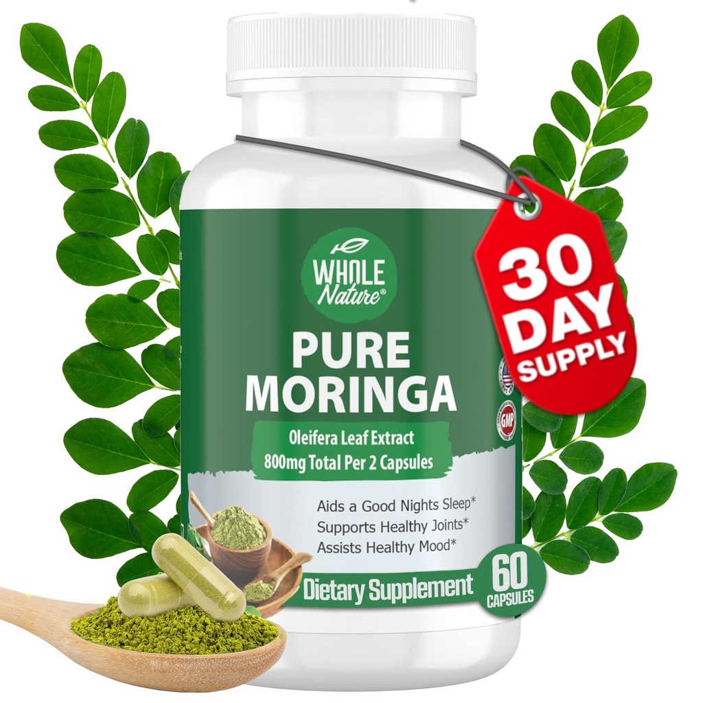 Moringa Capsules, 800mg Organic Moringa Oleifera Leaves Powder Superfood Greens Pure Moringa Pills är en Vegan, icke-GMO-energiökning och hålla hälsosam kosttillskott