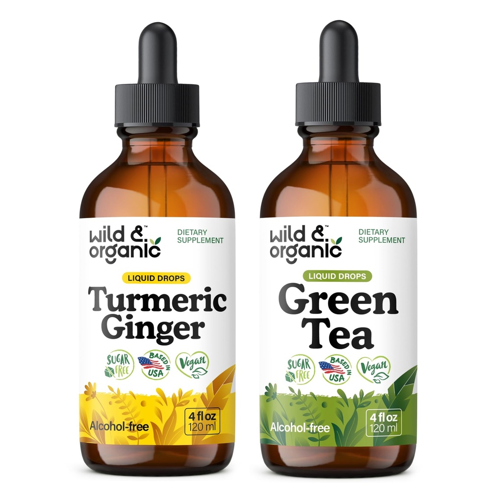 Luonnonvarainen ja orgaaninen Turmeric Inkivääri Tincture 4 fl oz & vihreä tee Tincture 4 fl oz