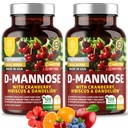 Number One Nutrition Premium D Mannose Supplement for Women and Men [Max Strength, 1350MG] Natural D-Mannose with Cranberry, Hibiscus ja Voikukka virtsatie terveys, 240 kreivi