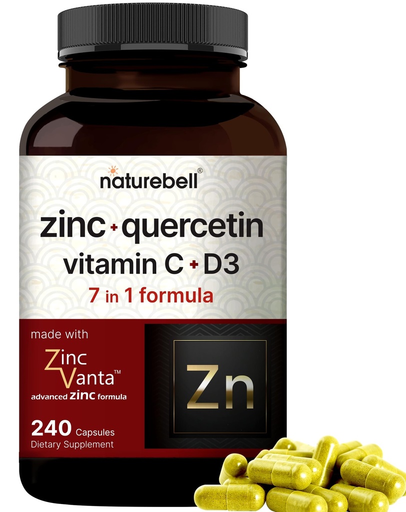 NatureBell Sinkki Quercetin C- ja D3-vitamiinilla, 240 kapselia ...