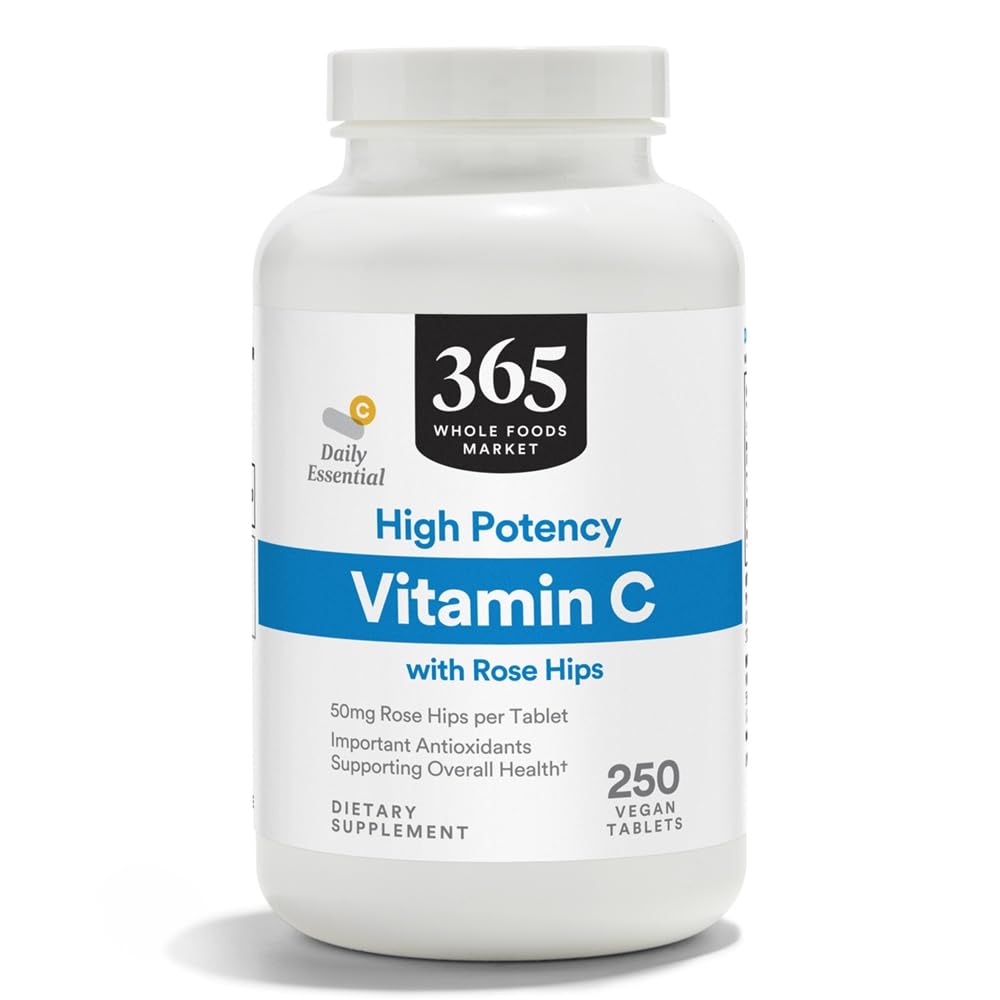 365 av Whole Foods Market, High Potency Vitamin C med Rose Hips, Vegan, 250 tabletter