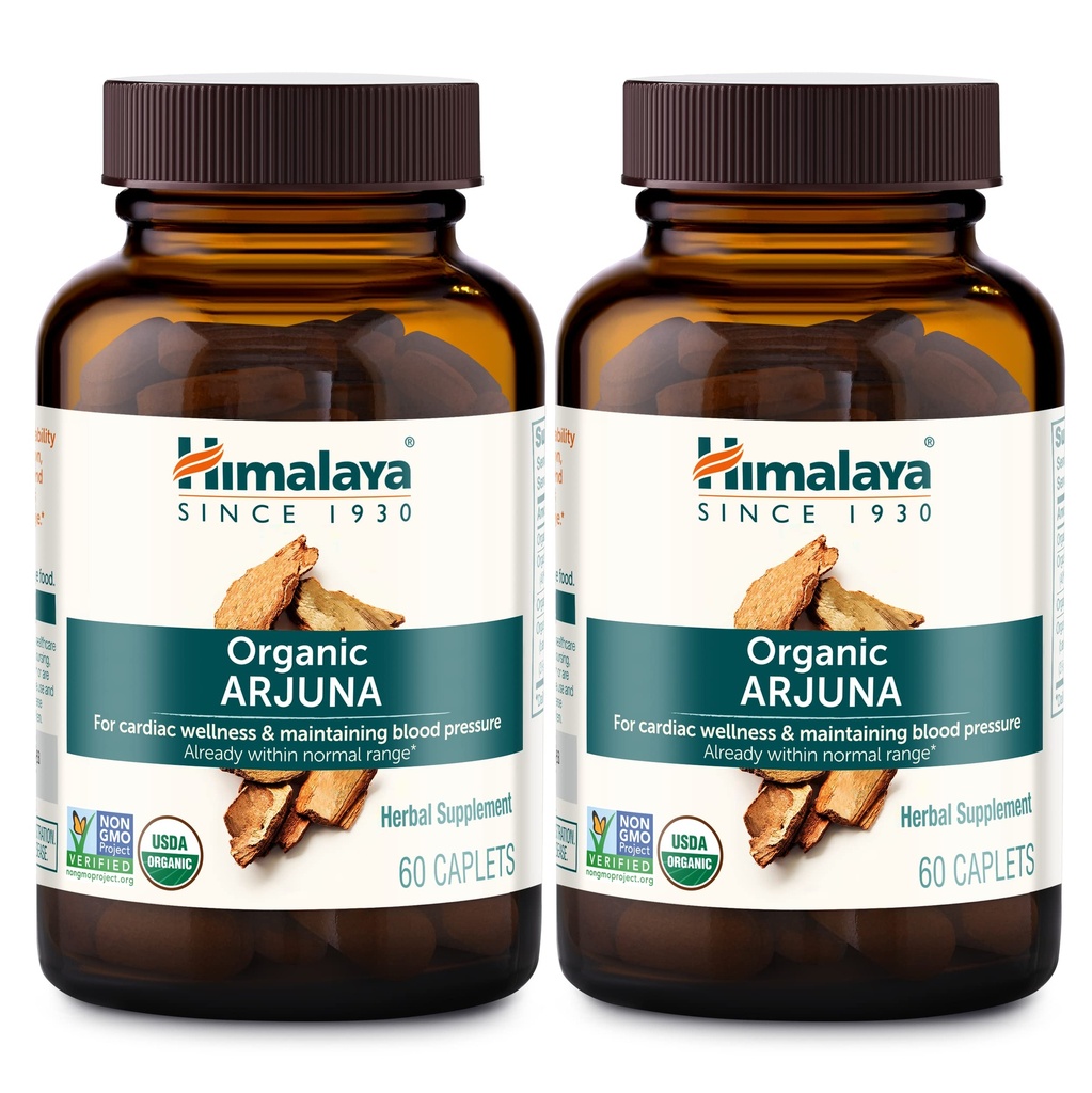 Himalaya Organic Arjuna, Verenpaine täydentää kardiovaskulaarinen hyvinvointi ja sydän terveys, 700mg, 60 Lukumäärä (Pakkaus 2)