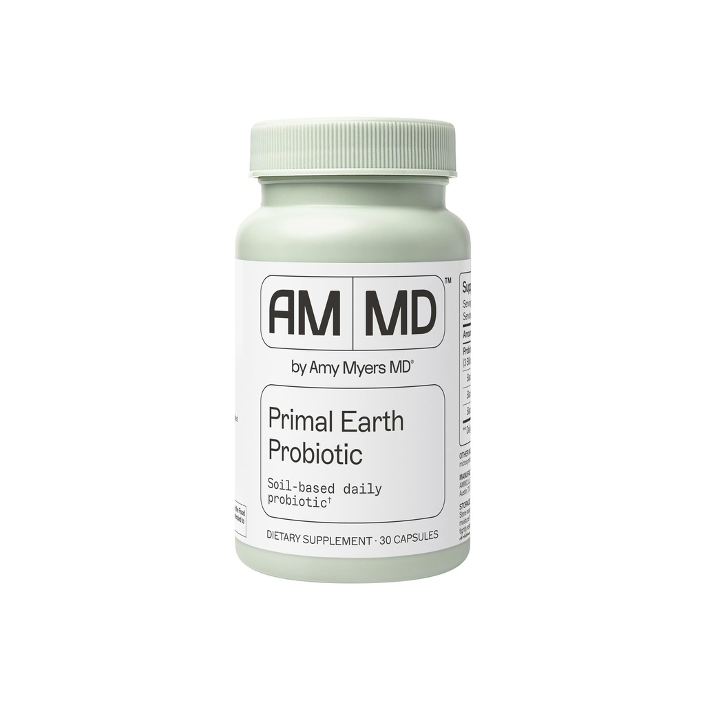 Amy Myers MD Primal Earth Probiootti - Digestiivinen & Immunosupport Supplement - Soil-Based Probiootti - Gluteeniton & ei-meijeri - Paleo-ystävällinen aikuisten terveys täydentää - 30 kapselia