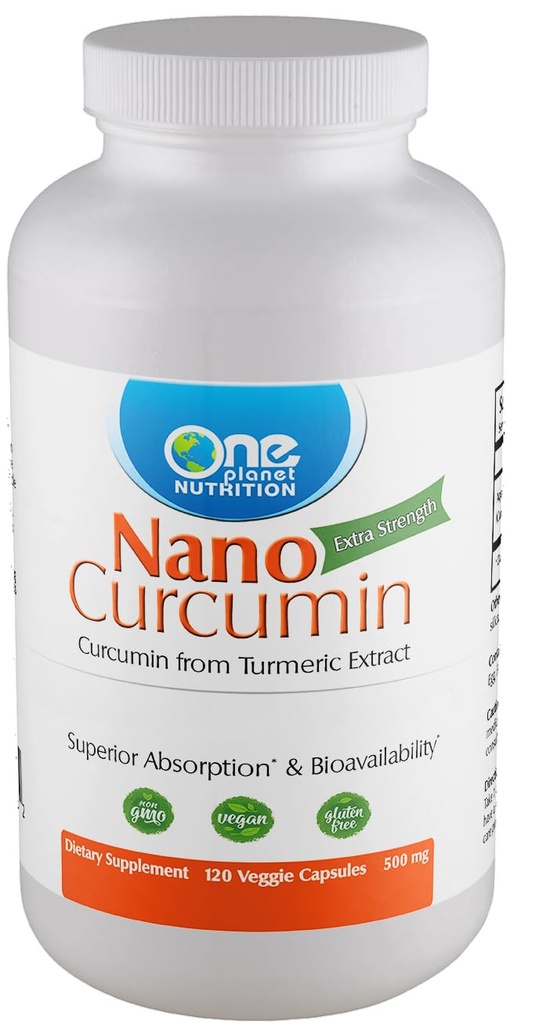 En Planet Nutrition Nano Curcumin 500 mg Veggie Capsules (120 portioner), Nano för hög absorption, stöder immun hälsa, icke-GMO, Vegan, Gluten-Free