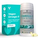 Vegan Omega 3 Supplement – EPA, DHA Supplements & Vitamin D3 – Algae Omega 3 Vegan Supplements for Brain, Eye & Heart Health – för barn & vuxna (180 kapslar)