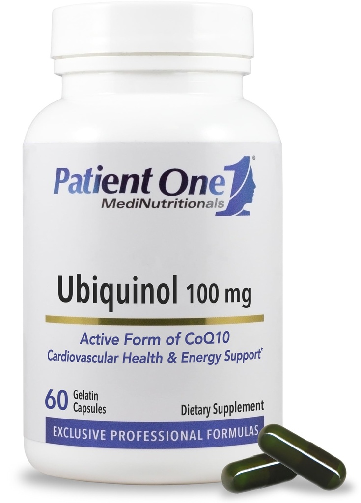Patient One Ubiquinol 100 mg | Tillägg för att stödja hjärt- och vaskulär hälsa* | Aktiv antioxidantform av Q10 | 60 kapslar