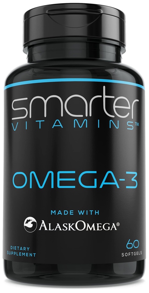 SmarterVitamins Omega 3 Kalaöljy, Mansikkamaku, Burpless, Mauton, 2000mg, DHA EPA Triple Strength, valmistettu AlaskOmega®