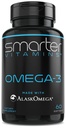SmarterVitamins Omega 3 Kalaöljy, Mansikkamaku, Burpless, Mauton, 2000mg, DHA EPA Triple Strength, valmistettu AlaskOmega®