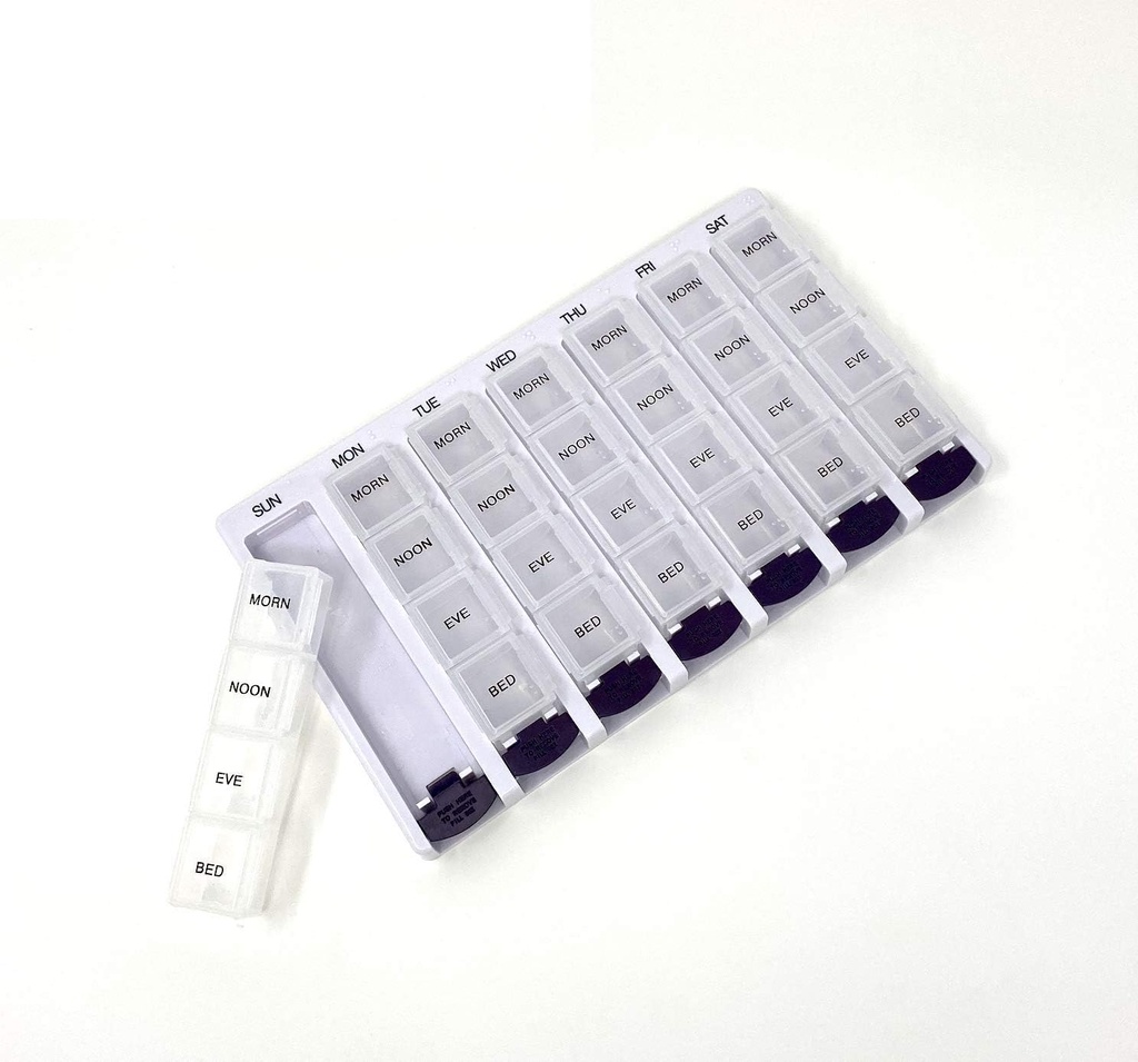 Viikoittain AM/PM Pill Box Portable Travel Prescription & Medicination Pill tapauksessa Järjestäjä P&P MEDICAL SURGICAL (7-päivä / 4-Times-A-päivä) kanssa irrotettavat osastot ja Kosteus-Proof suunnittelu