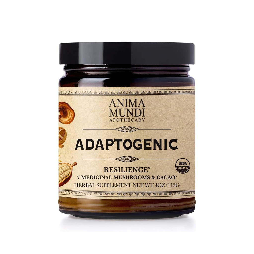Anima Mundi Apotecary Organic Mushroom Supplement - Adaptogenic Sienet + Cacao - Nostava Powder Lion's Mane, Shiitake, Chaga & More - Lisää kahviin, teehen ja smoothies (4oz / 113g)