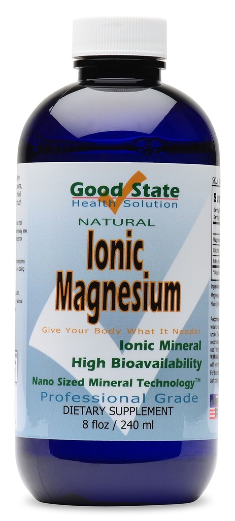 Good State Ionic Magnesium 8 oz - Natural - Nano Sized Mineral Technology - Professional Grade - Tukee Terveet Kemialliset & Entsyymit Reaktiot - 96 Tarjoilut (8.1 fl oz)