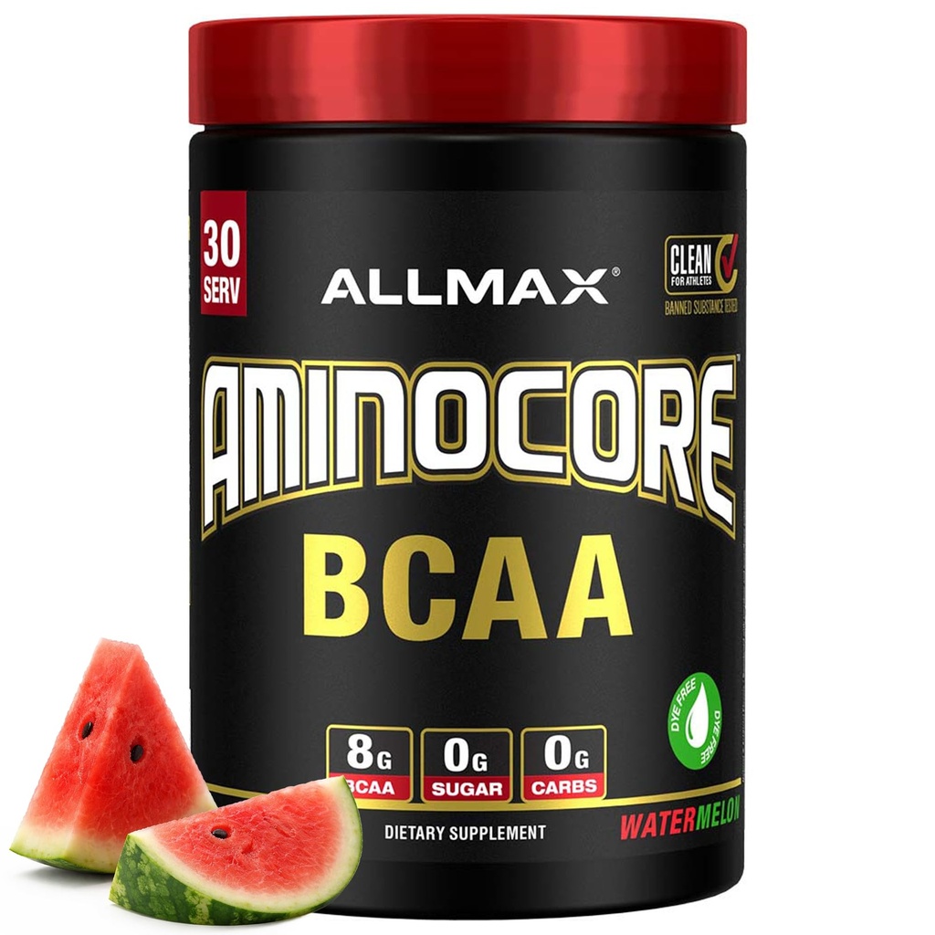 ALLMAX Nutrition AMINOCORE BCAA ... 8G BCAAs... 100% Pure Branch Chained amino Acids.. Gluteeniton - Vesimeloni - 315 Gram
