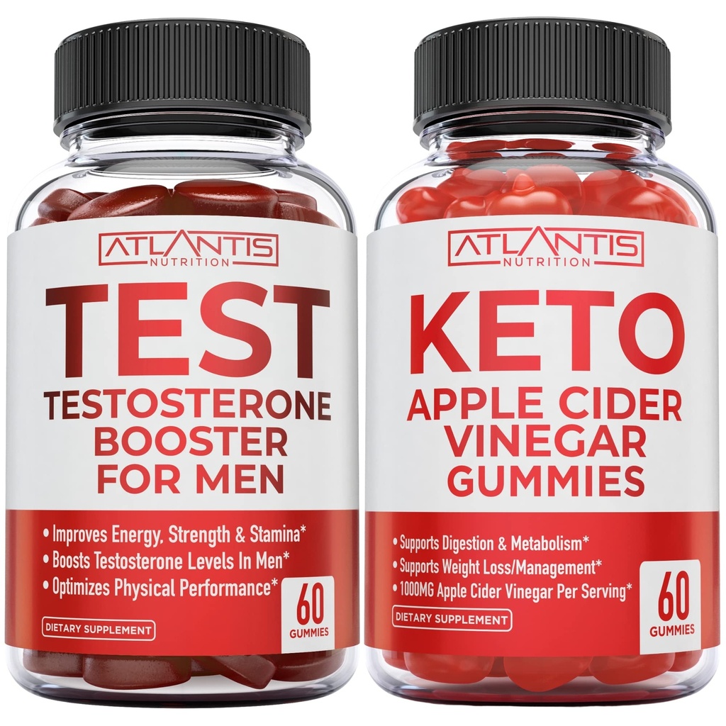 Atlantis Nutrition Testosteroni Booster 60 Gummies + Keto Apple Siideri Viinietikka 60 Gummies