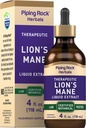 Piping Rock Lions Mane Tincture | 4 Fl Oz | Mushroom Extract Liquid Drops | Alkoholfri Supplement | Vegetarisk, icke-GMO, Gluten Free