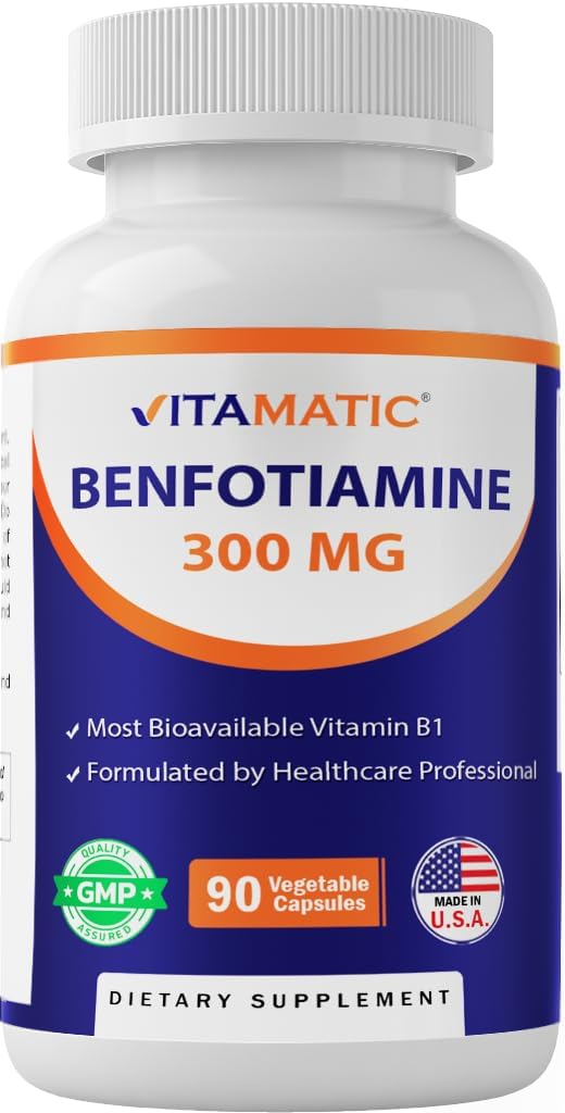 Vitamaattinen benfotiamiini 300 mg 90 Kasvisruokaa sisältävät kapselit - myös ns. rasvaliukoinen B1-vitamiini (90) (1 pullo)