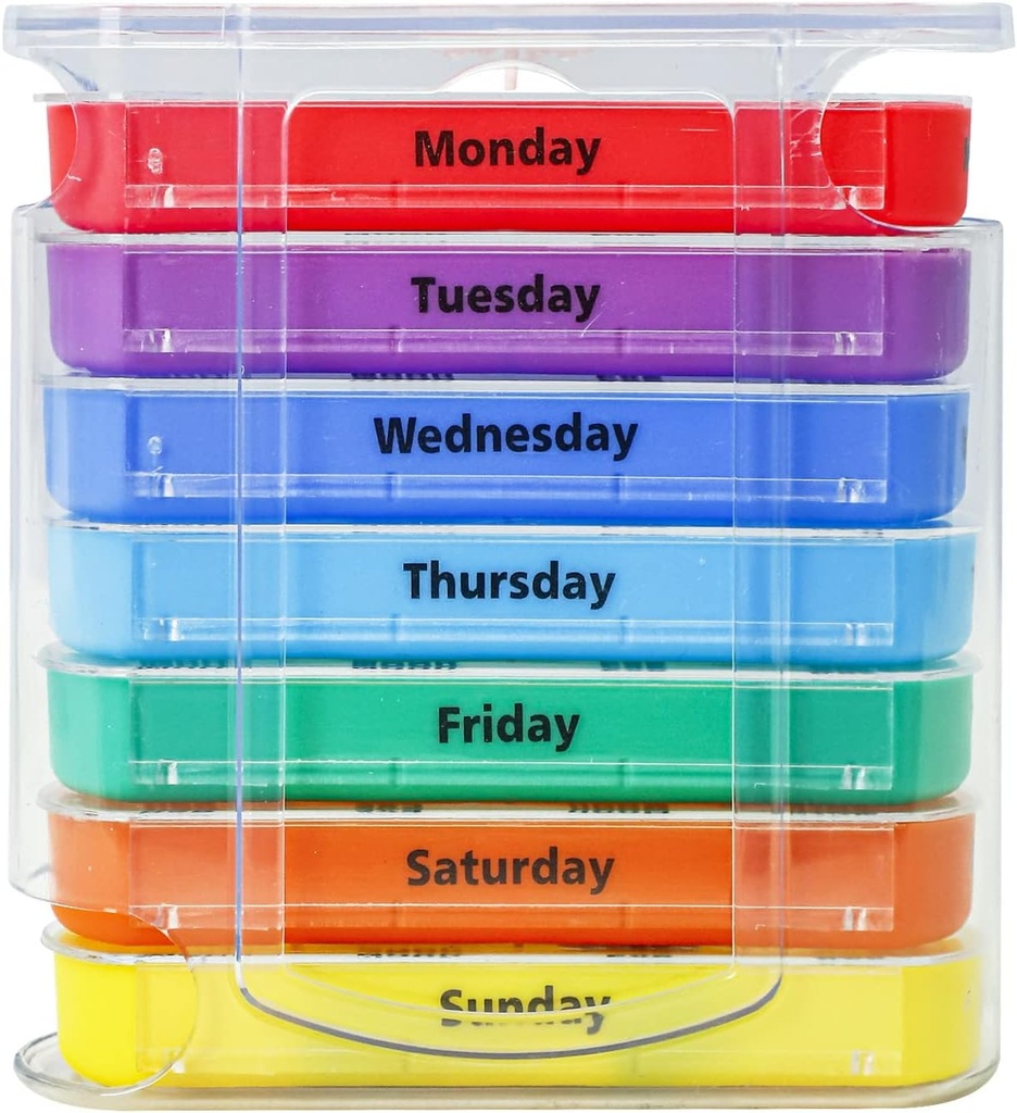 Viikoittain pilleri Järjestäjä 1 päivä 4 Kertaa toimitus,KIGI 7 päivää pinottava pilleri Disperser Vitamiinit säiliöt (Rainbow)