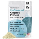 Complementary Organic Unmariored Vegan Protein Powder (30 tarjoilua) Low Carb, Low Calorie, Sokeriton, soijaton, ei-GMO, Gluteeniton, Non Dairy Keltaherne, Kurpitsa siemen- 15g Kasvipohjainen proteiinijauhe