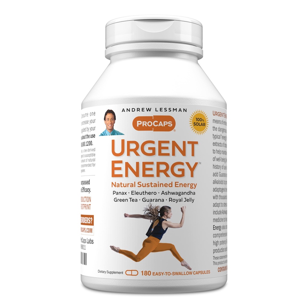 Andrew LESSMAN Kiireellinen energia 180 kapselia - tarjoaa turvallisen, terveet keinot parantaa energiatasoja ja tunteita hyvinvoinnista, vihreä tee, Guarana, Ginseng, Royal Jelly, Ashwagandha, B-Complex