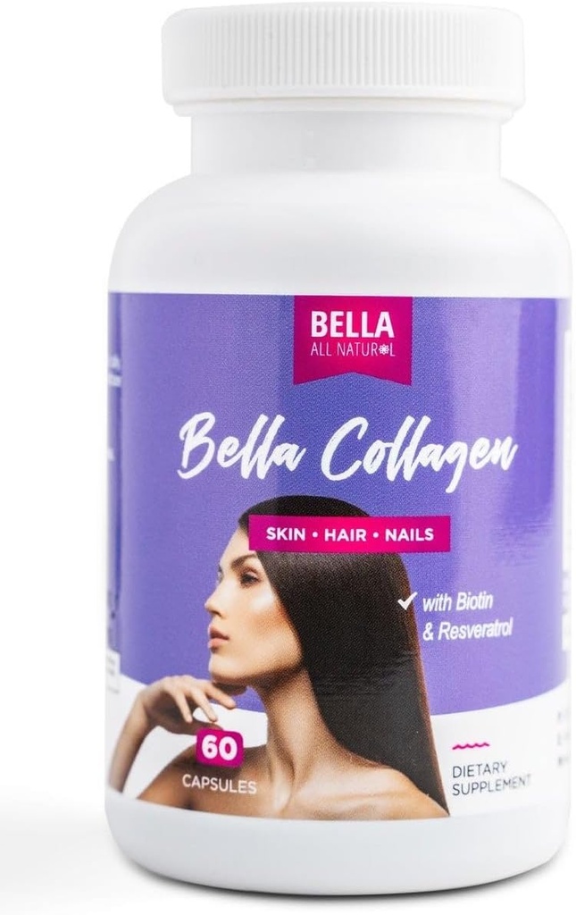 Bella All Natural Collagen Colageno, Hiukset, iho ja kynnet, 60 cap