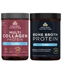Ancient Nutrition Multi Collagen Protein Powder, Vanilla, 24 Servings + Bone Broth Protein Powder, Vanilla, 20 Tarjoilut