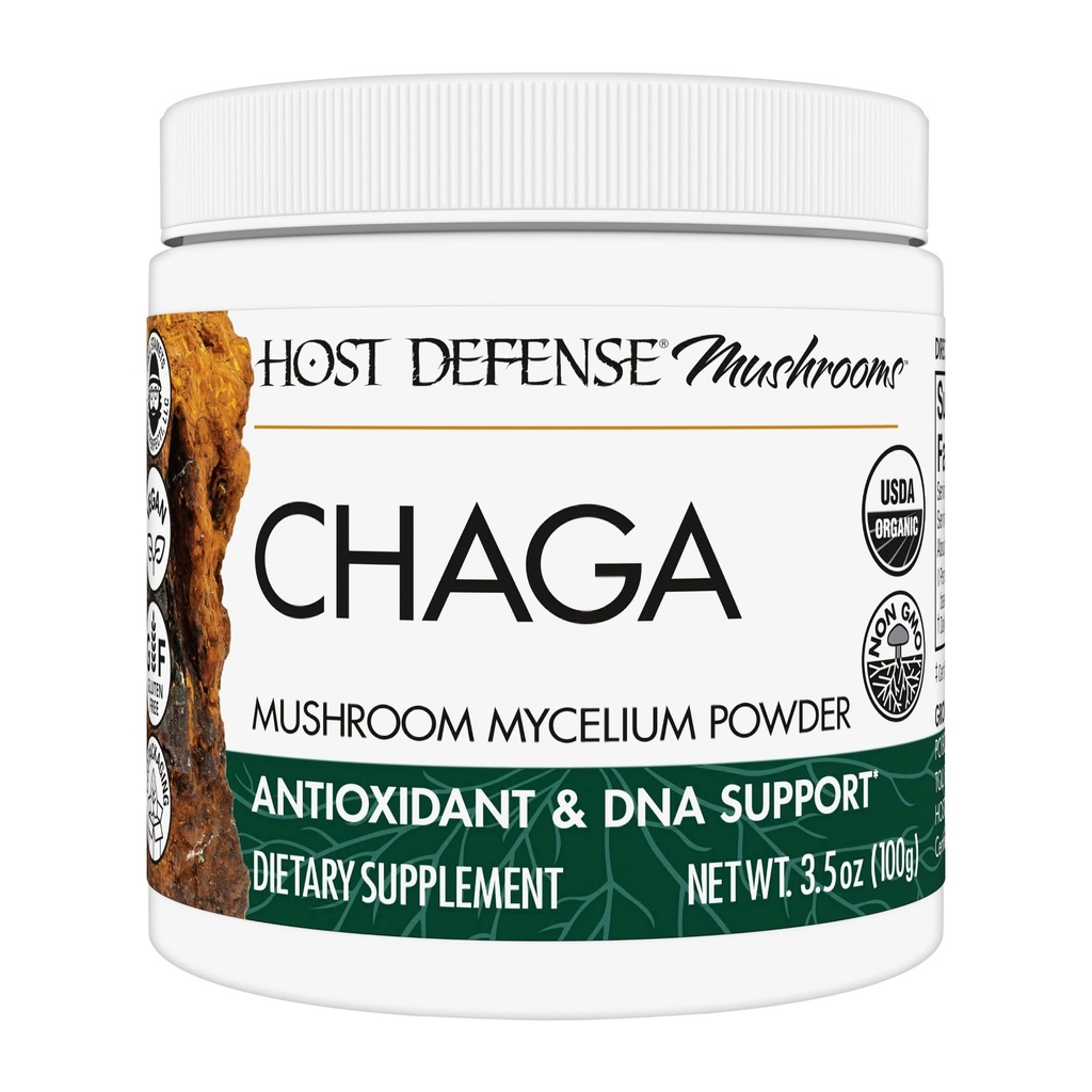 Isäntäpuolustus Chaga Powder - Immunomy System Support Supplement - Chaga Mushroom Powder for Antioxidantti Activity Support - Dietary Mushroom Supplement - 3,5 oz (66 Servings) *