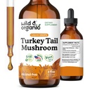 Wild & Organic Turkey Tail Mushroom Tincture - Immuuneja Tukku Tail Extract - Liquid Mushroom Supplement for Gut Support - Vegaani, Sokeri & Alkoholiton - 4 fl oz