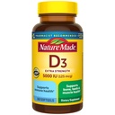 Nature Made D3 5000 IU (125 mikrog) Softgels, Extra Strength D-vitamiini täydentää luun ja immuuniterveyden tukea, 360 luku, 360 päivän tarjonta