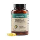 NatureWise Ultra Omega 3 Fish Oil 2200 mg - Triglyceride Form - Lemon Flavor - Wild-Caught Fish Oil + EPA & DHA - Stöder Brain & Heart Health - Burpless, Non-GMO - 60 Softgels[1-månaders leverans]