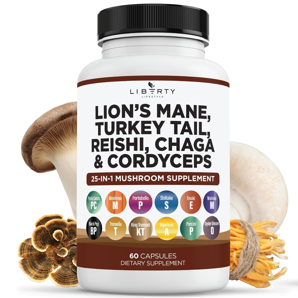 Lions Mane Sieni täydentää Turkki Tail Reishi Cordyceps Chaga vaahtokarkki juuri - 1-pakkaus